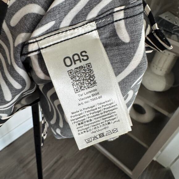 OAS Tar Lorenzo Viscose Patterned Button-Up Short Sleeve Shirt S NEW Oversized - Picture 7 of 7